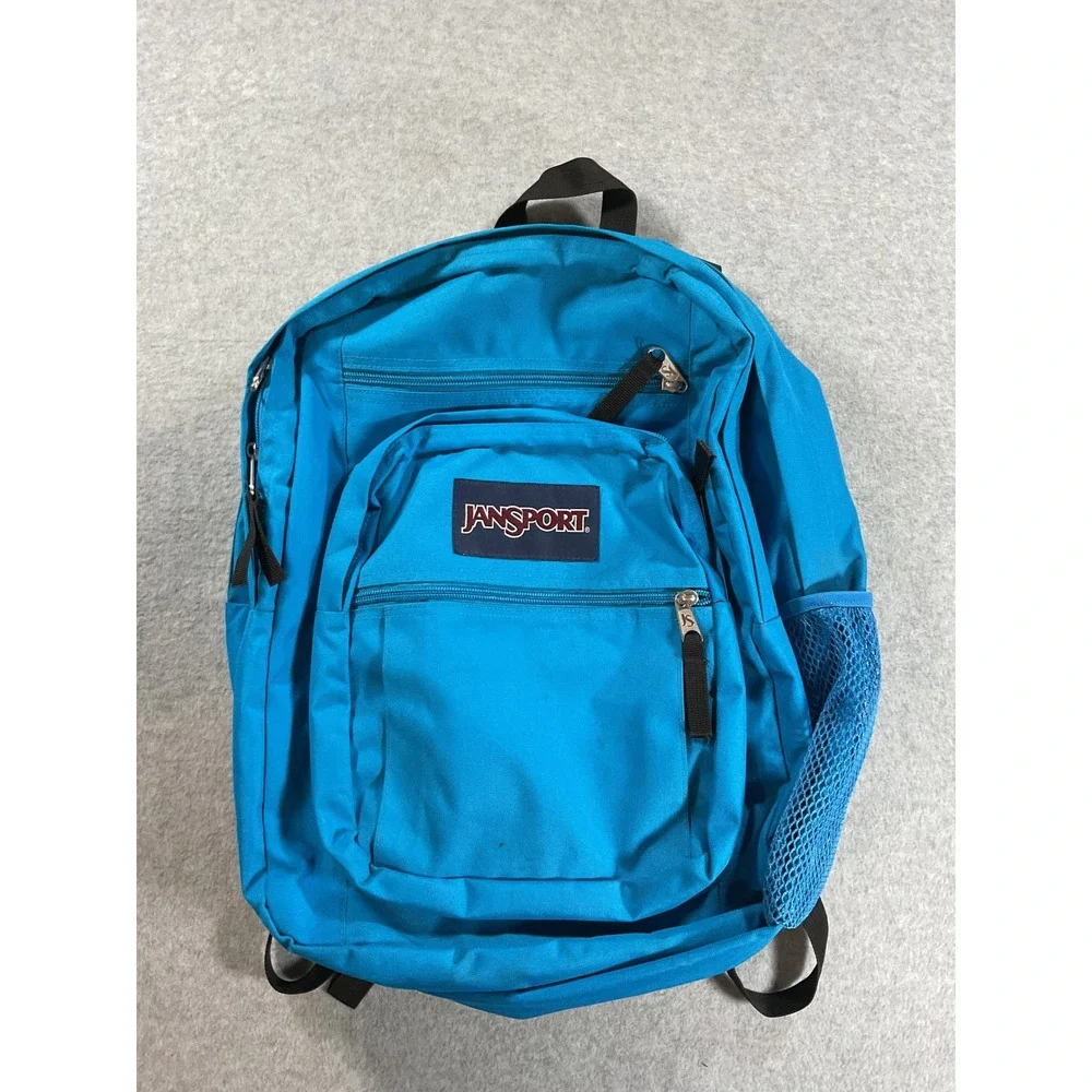 JanSport Big Student Backpack Cyan Blue School Travel Bag Two Compartment B1